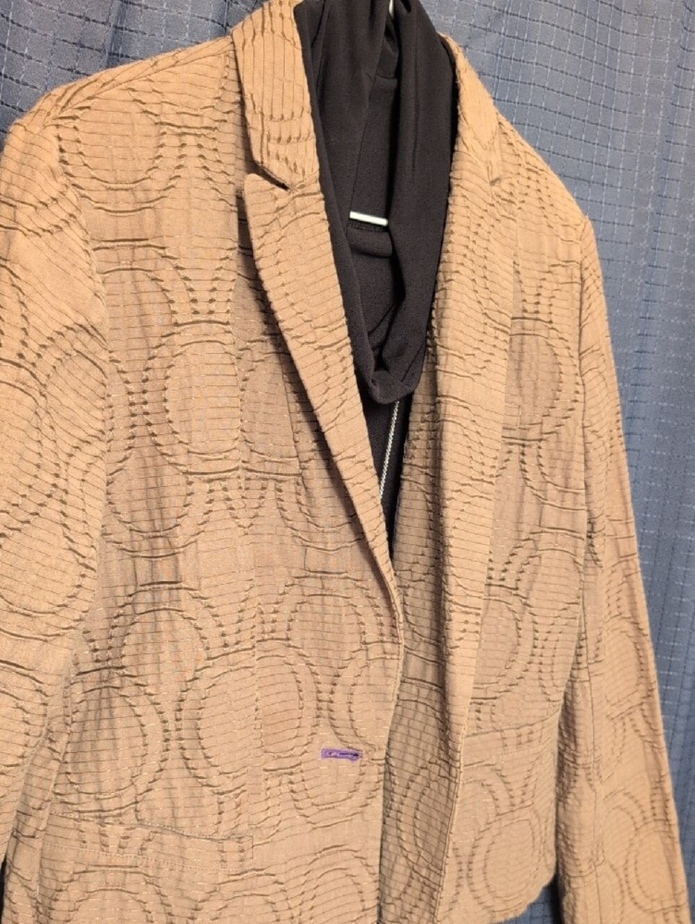 Women's Textured Tan Jacket - Classic Button Blazer